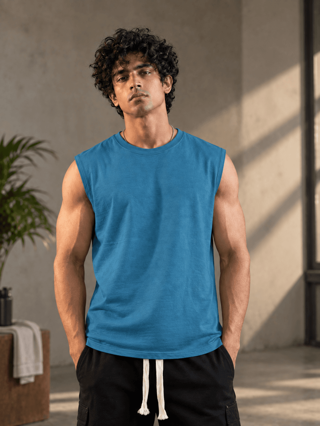 Mallad Muscle Tee in Mallard Blue — front view