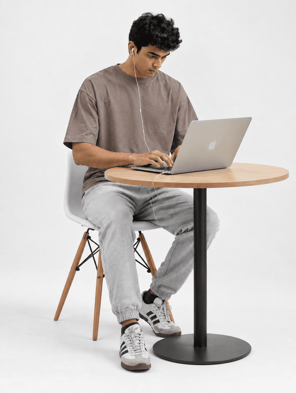 Faded Brown Oversized Tee in Chocolate Brown — front view
