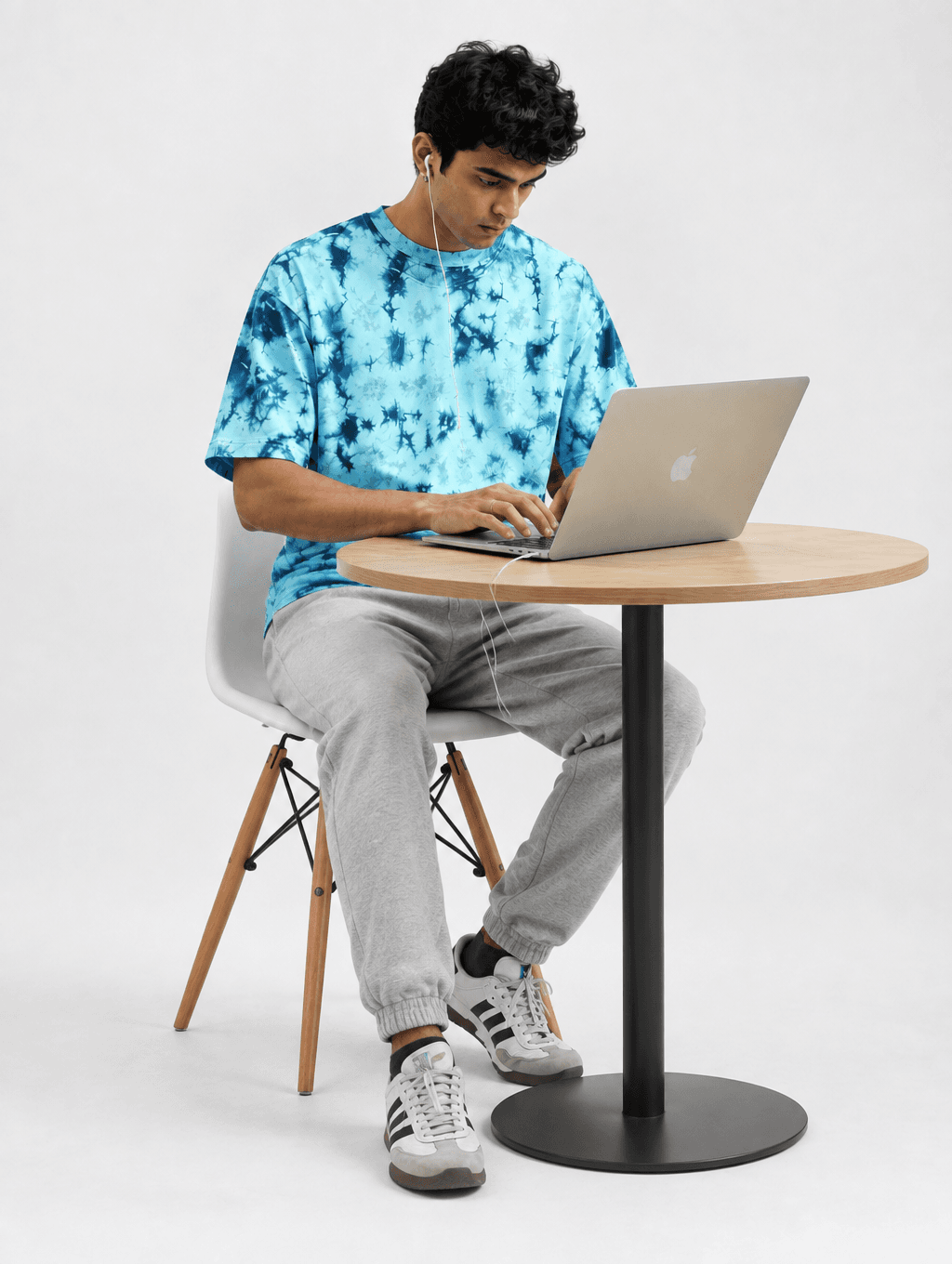 Blue Tie-Dye Oversized Tee in Aruba Blue — front view