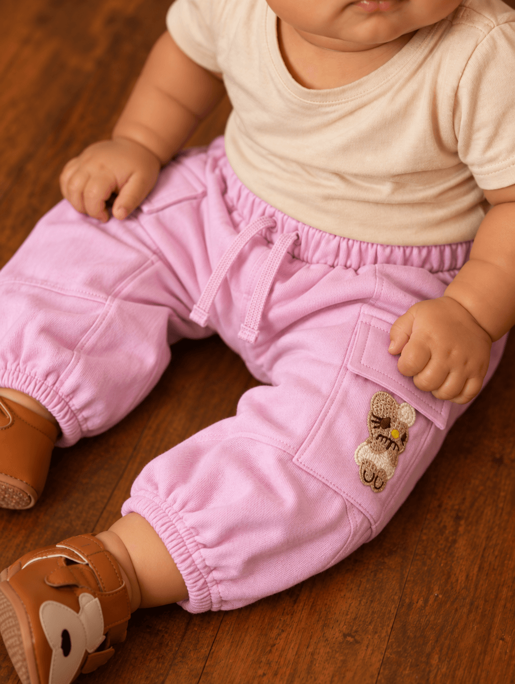 Pink Korean Baby Pant in Baby Pink — detail view
